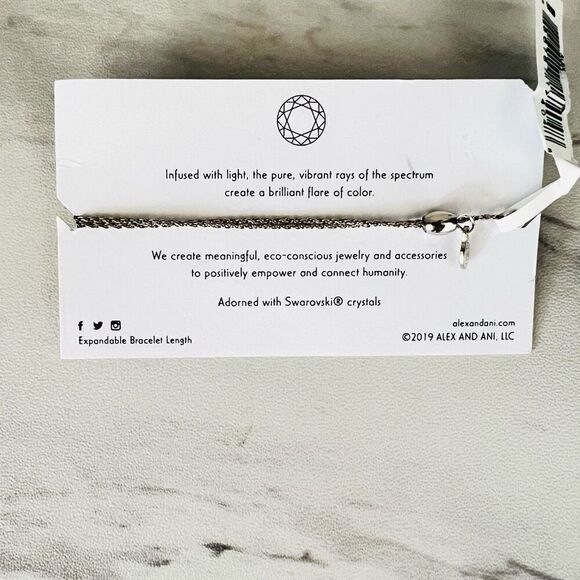 Alex and Ani Swarovski Crystal Pull Chain Bracelet,‎ Silver/Blue, NWT - Picture 3 of 9